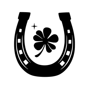 Black Horseshoe & Shamrock Icon