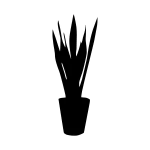 Black Plant Silhouette in Pot - Minimalist Design