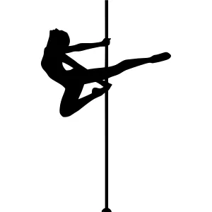 Pole Dance Silhouette - Black on White