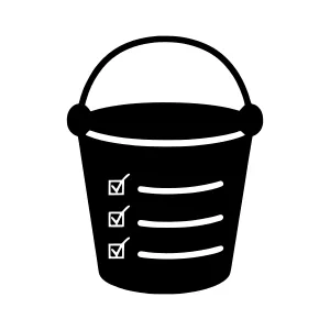 Black Bucket Icon - Checkmarks