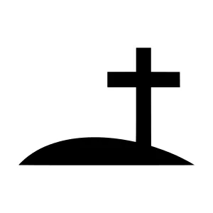Cross Silhouette on Hill - Religious Icon