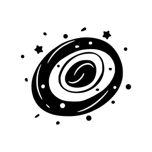 Black & White Spiral Galaxy Icon