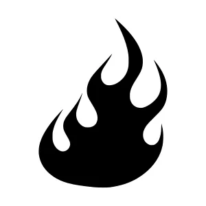 Flame Icon - Black Silhouette Vector