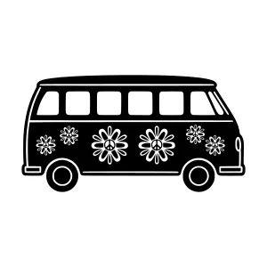 Vintage VW Bus - Peace Flower Design