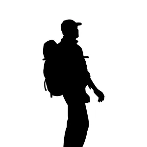 Silhouette Hiking Man Backpack