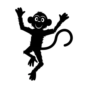 Cute Black Monkey Silhouette Vector Illustration
