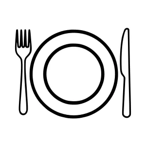 Plate and Utensil Icon - Line Art
