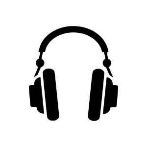 Black Headphones Icon - Minimalist Vector