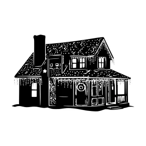 Black & White Cottage Illustration