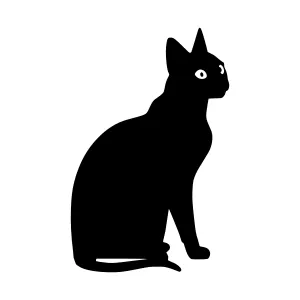 Silhouette Cat Sitting - Minimalist Vector