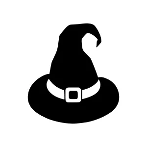 Black Witch Hat Icon - Vector Illustration