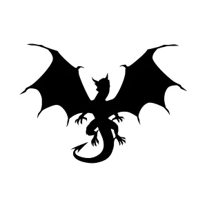 Black Dragon Silhouette - Minimalist Design