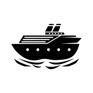 Black Cruise Ship Icon - Vector Illustration
