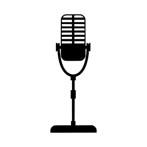 Vintage Microphone Icon - Black Silhouette