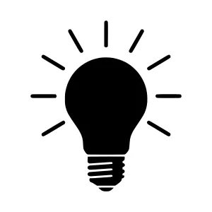 Light Bulb Icon - Simple Black Outline