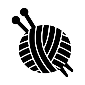 Black Yarn Ball with Knitting Needles Icon