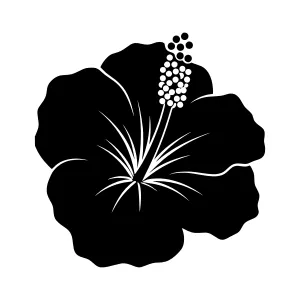 Black Hibiscus Silhouette Vector Illustration