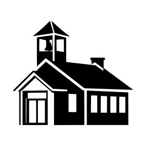 Black Schoolhouse Silhouette Vector Illustration