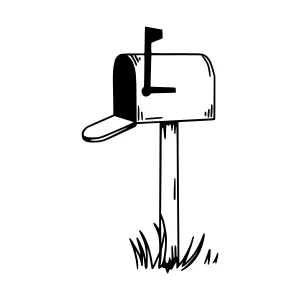 Vintage Mailbox Illustration - Black & White Line Art