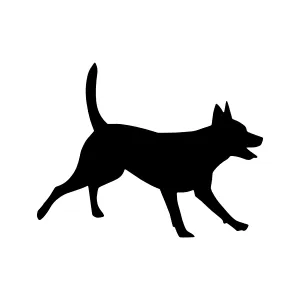 Silhouette Dog Running - Black Vector Graphic