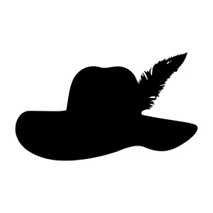 Silhouette Fedora Hat with Feather - Black Vector