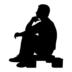 Silhouette Man Thinking - Isolated Figure