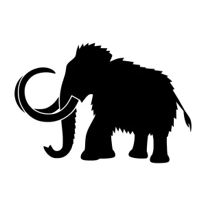Silhouette Mammoth - Vintage Style Animal Graphic