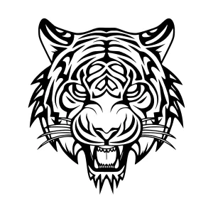 Black Tiger Tribal Head Tattoo Design