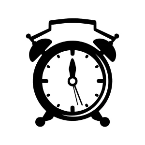 Alarm Clock Icon - Black Outline