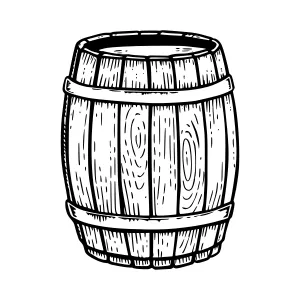 Vintage Barrel Illustration - Black & White