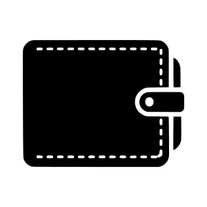 Black Leather Wallet Icon - Vector Illustration