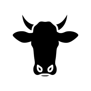 Black Cow Head Silhouette Vector Icon