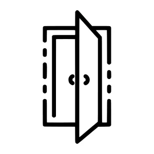 Open Door Icon - Black Line Art
