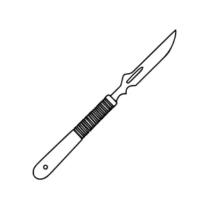 Surgical Scalpel Icon - Line Art Illustration