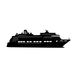 Silhouette Cruise Ship - Minimalist Vector Illustration