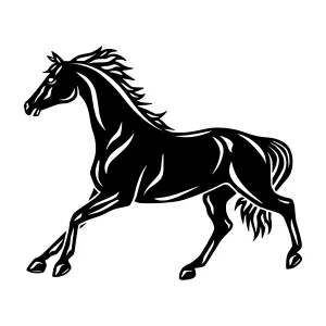 Black Silhouette Horse Running - Vector Art