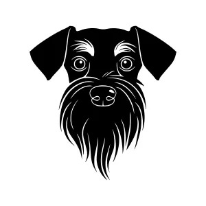 Black Dog Silhouette Head Portrait