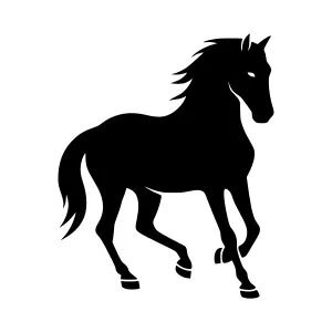 Silhouette Horse Running - Vector Graphic