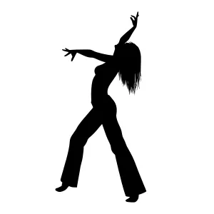 Silhouette Dancer Dancing - Black Outline