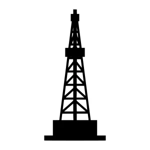 Oil Derrick Icon - Black Silhouette