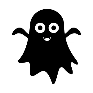 Cute Black Ghost Illustration - Vector Graphic