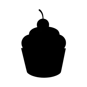 Black Cupcake Silhouette Vector Icon
