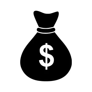 Black Money Bag Icon - Vector Illustration