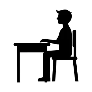 Student Silhouette at Desk - Education Vector