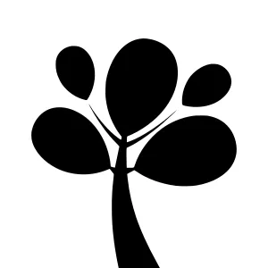 Minimalist Tree Icon - Black Silhouette