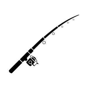 Fishing Rod Icon - Black Outline