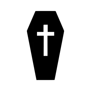 Coffin with Cross Icon - Vector Illustration