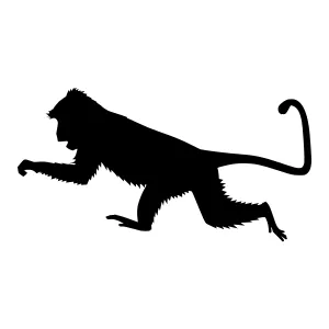 Silhouette Monkey Jumping - Black Vector Graphic