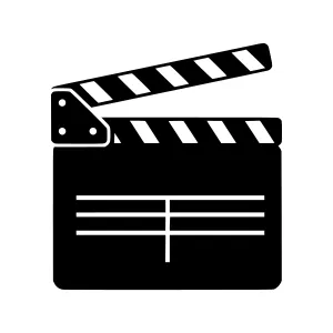 Film Clapperboard Icon - Black & White Vector