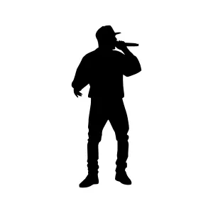 Silhouette Singer Performing - Black Outline
